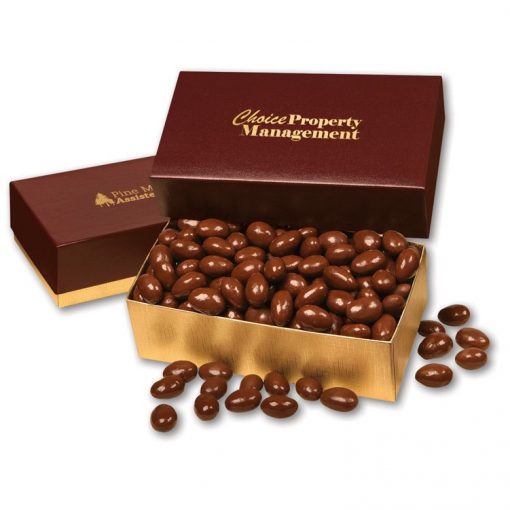 Chocolate Covered Almonds in Burgundy & Gold Gift Box-1