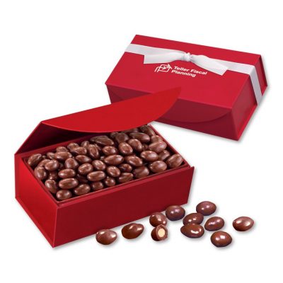 Chocolate Covered Almonds in Red Magnetic Closure Box