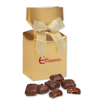 Chocolate Sea Salt Caramels in Gold Gift Box
