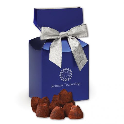 Cocoa Dusted Truffles in Metallic Blue Gift Box