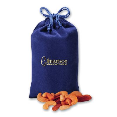 Deluxe Mixed Nuts in Blue Velour Gift Bag