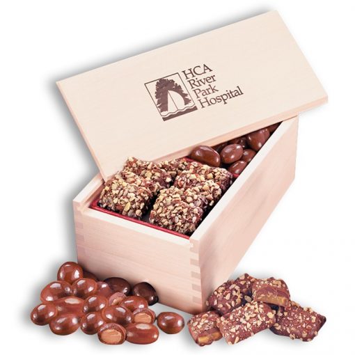 English Butter Toffee & Chocolate Covered Almonds in Wooden Collector's Box