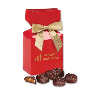 Sea Salt Almond Turtles in Red Premium Delights Gift Box