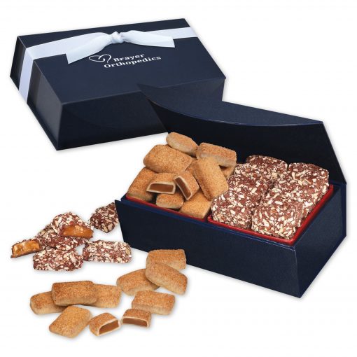 Cinnamon Churro Toffee & English Butter Toffee in Navy Magnetic Closure Box