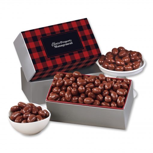 Chocolate Covered Almonds with Plaid Sleeve