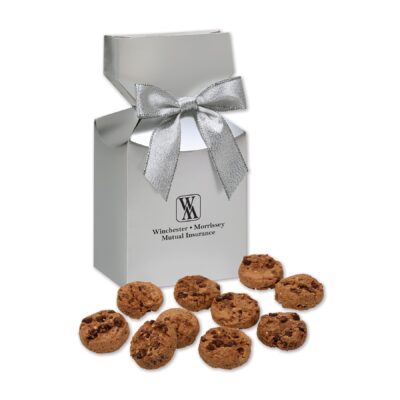 Bite-Sized Chocolate Chip Cookies in Silver Premium Delights Gift Box