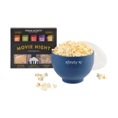 Movie Night Gourmet Popcorn Gift Set - Navy-White