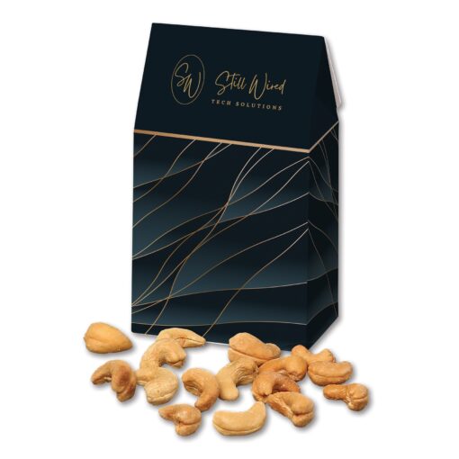 Fancy Cashews in Navy & Gold Gable Top Gift Box