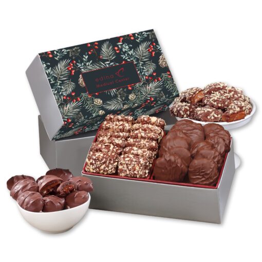 Toffee & Turtles in Gift Box with Pine Boughs & Berries Sleeve