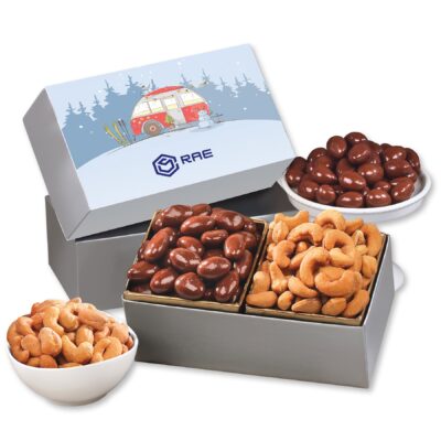 Chocolate Covered Almonds & Fancy Cashews in Camper Gift Box