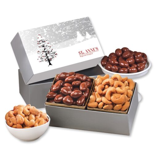 Chocolate Covered Almonds & Fancy Cashews in Cardinals Gift Box