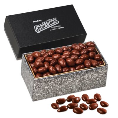 Chocolate Covered Almonds in Black & Silver Gift Box