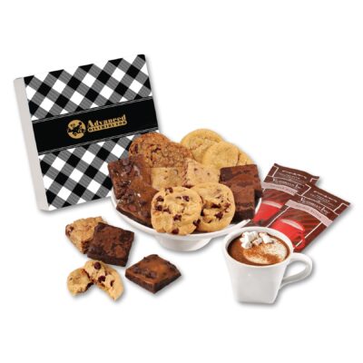 Gourmet Cookie & Brownie Gift Box with Black Plaid Sleeve