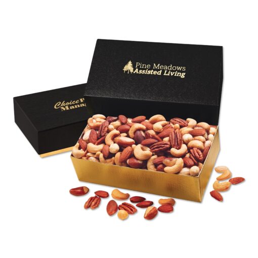 Black & Gold Gift Box w/Deluxe Mixed Nuts-1