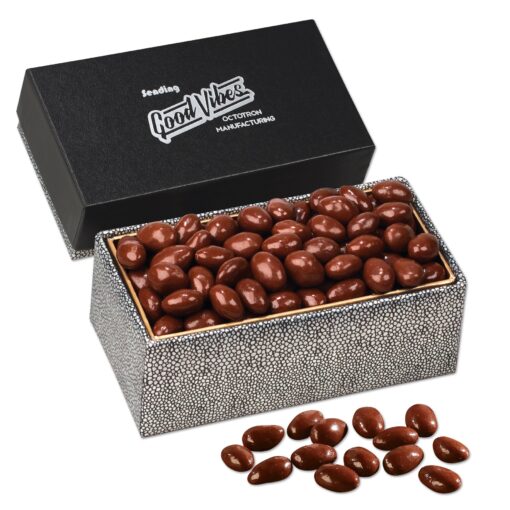 Black & Silver Gift Box w/Chocolate Covered Almonds-1