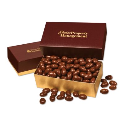 Burgundy & Gold Gift Box w/Chocolate Covered Almonds