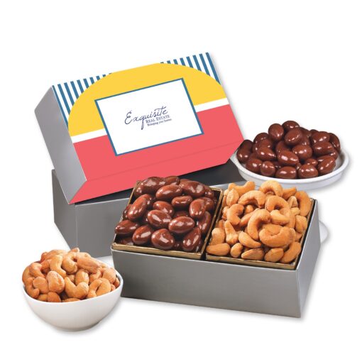 Full Color Gift Box w/Chocolate Covered Almonds & Fancy Cashews-1