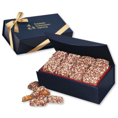 Navy Magnetic Closure Gift Box w/English Butter Toffee-1