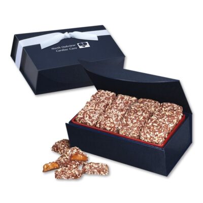 Navy Magnetic Closure Gift Box w/English Butter Toffee