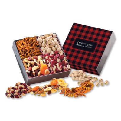 Red & Black Plaid Gift Box w/Gourmet Treats