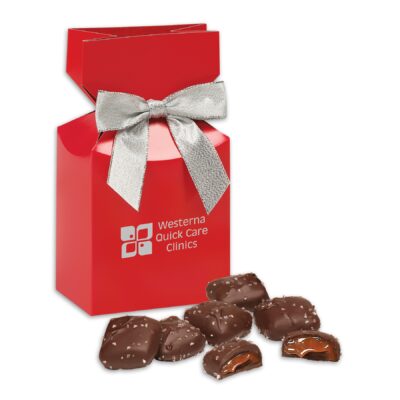 Red Gift Box w/Chocolate Sea Salt Caramels
