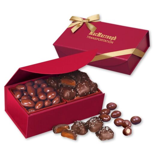 Red Magnetic Box w/Chocolate Almonds & Sea Salt Caramels