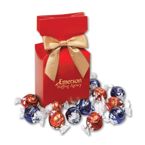 Red Premium Delights Gift Box w/Lindt-Lindor Chocolate Truffles