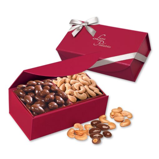 Scarlet Magnetic Closure Box w/Chocolate Almonds & Cashews-2