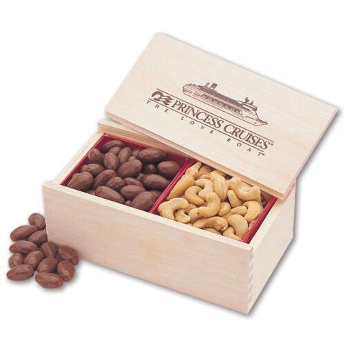 Wooden Collector's Box w/Chocolate Almonds & Cashews-1