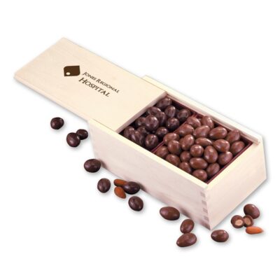Wooden Collector's Box w/Milk & Dark Chocolate Covered Almonds-1