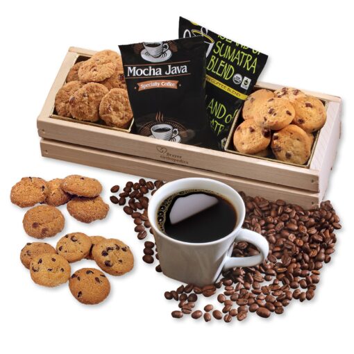 Wooden Crate w/Dunkable Delights Coffee & Cookies
