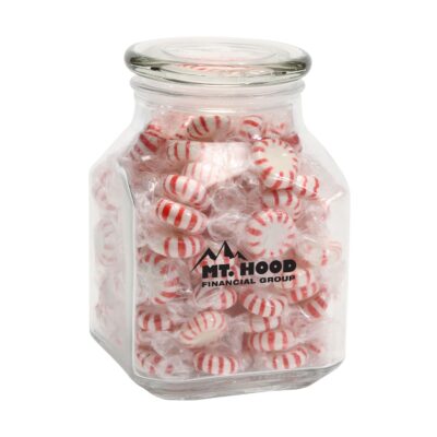 Striped Peppermints in Lg Glass Jar