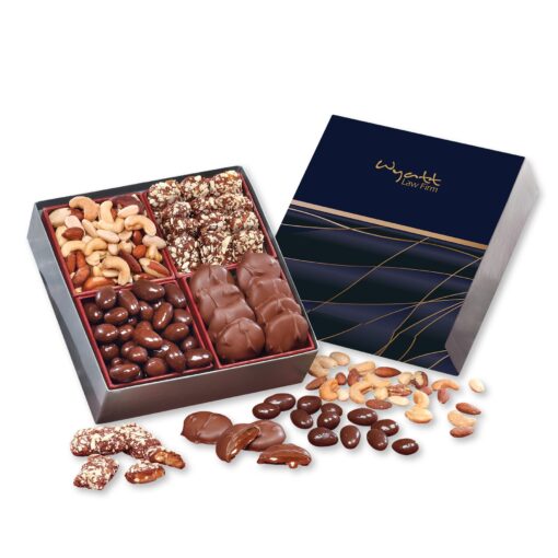 Navy & Gold Sleeve Gift Box w/Gourmet Treats-1