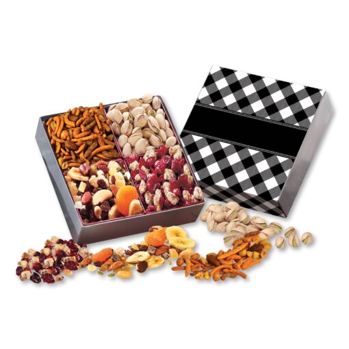 Black Plaid Gift Box w/Gourmet Treats-2