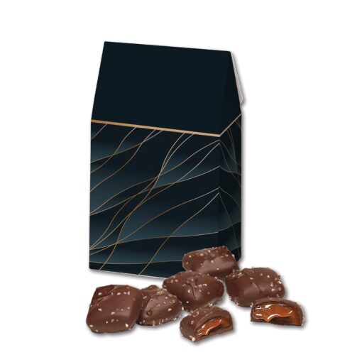 Navy & Gold Gable Top Gift Box w/Chocolate Sea Salt Caramels-2