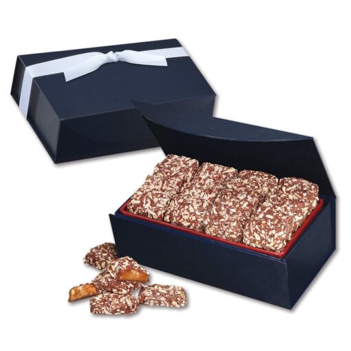 Navy Magnetic Closure Gift Box w/English Butter Toffee-2