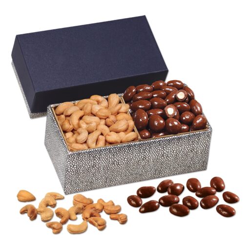 Navy & Silver Gift Box w/Chocolate Almonds & Cashews-2