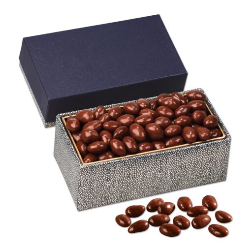 Navy & Silver Gift Box w/Chocolate Covered Almonds-2