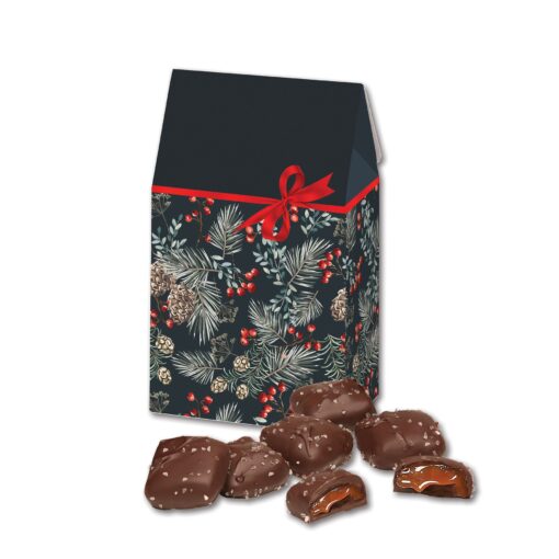 Pine Boughs & Berries Gable Top Gift Box w/Chocolate Sea Salt Caramels-2