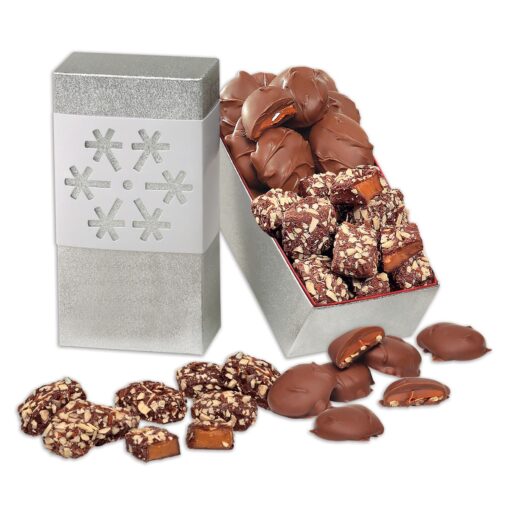 Snowflake Gift Box w/English Butter Toffee & Pecan Turtles-2