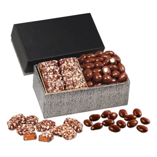 Black & Silver Gift Box w/Chocolate Almonds & Toffee-2