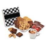 Custom Black Plaid Gift Box w/Gourmet Cookie & Brownie with your company logo - 1