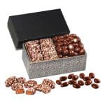 Custom Black & Silver Gift Box w/Chocolate Almonds & Toffee with your company logo - 1