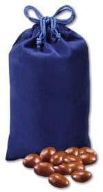 Custom Blue Velour Gift Bag w/Chocolate Covered Almonds with your company logo - 1