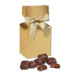 Custom Gold Gift Box w/Chocolate Sea Salt Caramels with your company logo - 1
