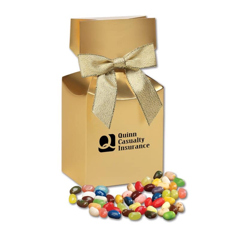 Custom Gold Premium Delights Gift Box w/Jelly Belly® Jelly Beans with your company logo