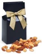 Custom Navy Blue Gift Box w/Deluxe Mixed Nuts with your company logo - 1