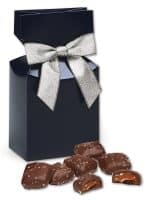 Custom Navy Gift Box w/Chocolate Sea Salt Caramels with your company logo - 1