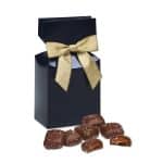 Custom Navy Gift Box w/Chocolate Sea Salt Caramels with your company logo - 3