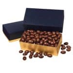 Custom Navy & Gold Gift Box w/Chocolate Covered Almonds with your company logo - 1